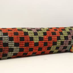 Handmade Kilim Lumbar Pillow Cover King Size, 12x48, Turkish Wool - thumbnail 2