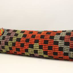 Handmade Kilim Lumbar Pillow Cover King Size, 12x48, Turkish Wool - thumbnail 3