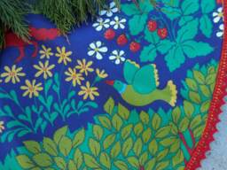 Woodland Animals Tree Skirt Christmas Decor Swedish Fabric Ornament Scandinavian Nordic