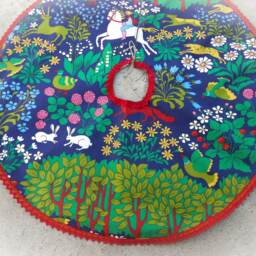 Woodland Animals Tree Skirt Christmas Decor Swedish Fabric Ornament Scandinavian Nordic - thumbnail 2