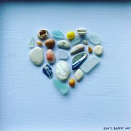 Cornish Sea Glass & Shell Heart Picture Coastal Wall Art Gift For Her Handmade in Cornwall - thumbnail 3