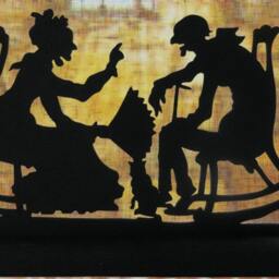 Old Couple Silhouette Handcrafted Wooden Decor, Discussion, Rocking Chairs - thumbnail 3