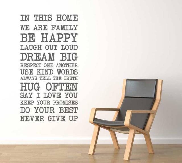 Quote Wall Decal in This Home Family Rules Sticker Kids Hallway Lounge Kitchen Affirmation Art - image 1