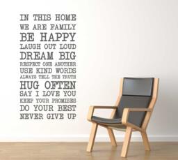 Quote Wall Decal in This Home Family Rules Sticker Kids Hallway Lounge Kitchen Affirmation Art - thumbnail 1