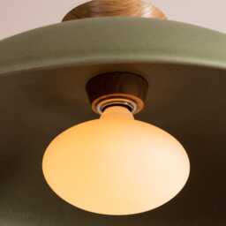 Green Xl Dawn Pendant Light in Ceramic & Oak - thumbnail 3