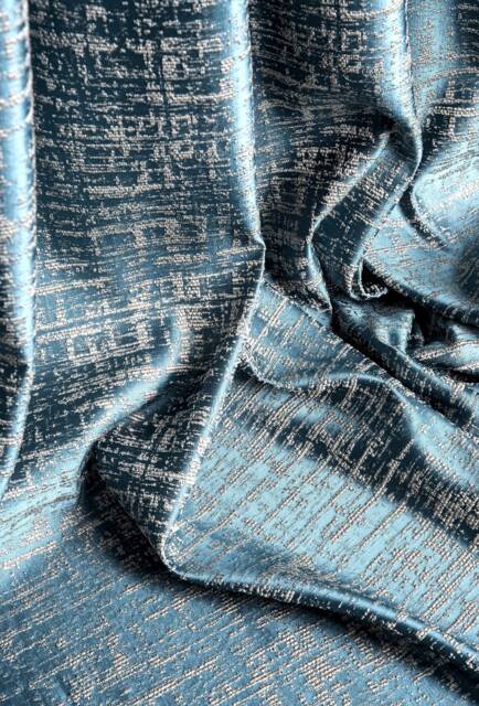 Turquoise Striped Curtain, Luxury Custom Drapes For Bedroom & Living Room, Black - Navy Blue Orange Color Curtains