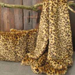 Luxury Golden Leopard Faux Fur Throw - Double-Sided, Soft Animal Print Sofa - thumbnail 4