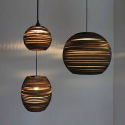 18 Inch Extra Large Recycled Cardboard Sphere Pendant Lampshade - thumbnail 2