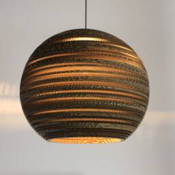 18 Inch Extra Large Recycled Cardboard Sphere Pendant Lampshade - thumbnail 3