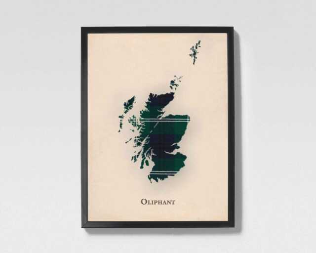 Clan Oliphant Scottish Tartan Map - Of Scotland Family Wall Decor, Ready To Hang - image 1