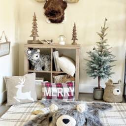 Gray Bear Rug in Faux Fur For Woodland Nursery Decor - thumbnail 3
