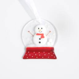 Handmade Fused Glass Snowman Snowglobe Decoration - Christmas Holidays - thumbnail 3