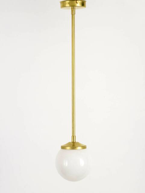 Medium Opal Glass Stemmed Pendant Light - Brass - image 1