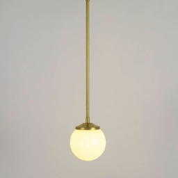 Medium Opal Glass Stemmed Pendant Light - Brass - thumbnail 2