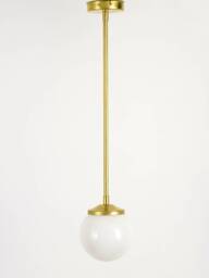 Medium Opal Glass Stemmed Pendant Light - Brass