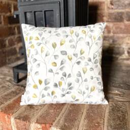 1147. Handmade Abbotswick Stone Green Leaves 100% Cotton Cushion Cover, 16x16