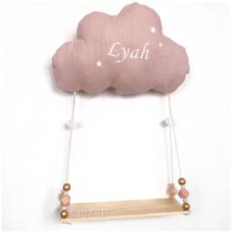 10 Colors - Pretty Customizable Linen Cloud Nightlight & Its Wooden Swing Shelf - thumbnail 2