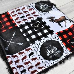 Moose Lovey - Woodland Buffalo Plaid Minky Security Blanket Baby Gift Mini - thumbnail 2