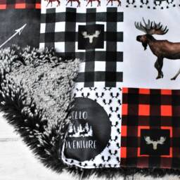 Moose Lovey - Woodland Buffalo Plaid Minky Security Blanket Baby Gift Mini - thumbnail 4