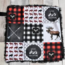 Moose Lovey - Woodland Buffalo Plaid Minky Security Blanket Baby Gift Mini - thumbnail 3