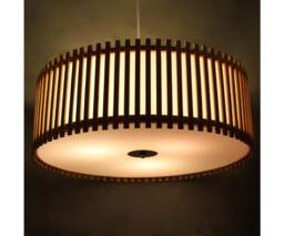 Bamboo Plate Pendant Light Natural Wood & Acrylic Shade