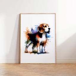 Beagle Dog Prints - Set Of 3 Posters - Watercolor Definition Wall Art Colourful Painting Room Decor Pet Artwork Gift Dogs - thumbnail 3