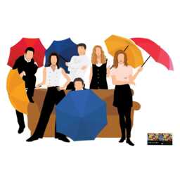 Friends Wall Sticker - On Couch With Umbrellas Illustration Decal Art - thumbnail 3