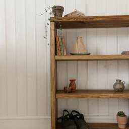 Handcrafted Rustic Solid Wood Bookcase - Storage Unit With Castor Wheels Folkhaus - thumbnail 2