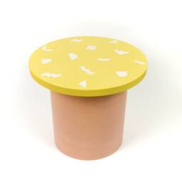 Yellow Terrazzo Table Top Round Memphis Style Coffee Mat - thumbnail 2