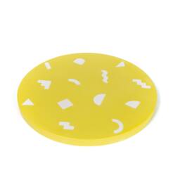 Yellow Terrazzo Table Top Round Memphis Style Coffee Mat - thumbnail 3