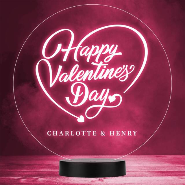 Happy Valentine's Day Lettering Personalised Gift Colour Changing Night Light - image 1
