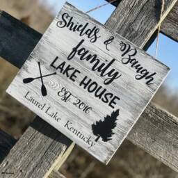 Personalized Lake House Sign-Hand Painted Sign-Wood Cabin Sign-Vacation Home Sign-Rustic Lakehouse Sign-Lake Wall Decor - thumbnail 2