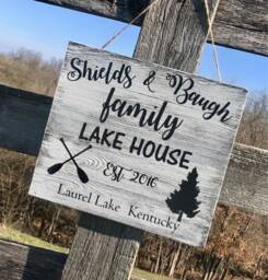 Personalized Lake House Sign-Hand Painted Sign-Wood Cabin Sign-Vacation Home Sign-Rustic Lakehouse Sign-Lake Wall Decor - thumbnail 1