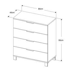 Furneo Modern Dark Oak 4 Drawer Chest Of Drawers Bedside Cabinet Storage Wood Effect Cozy 04 - thumbnail 4