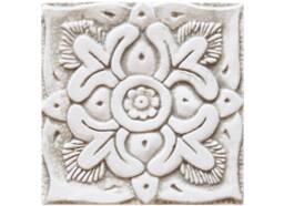 Wall Decor With Suzani Design, Ceramic Art, , Artistic Tiles, Hand Painted Tile, Art Collection, #1 15cm Beige & White - thumbnail 1