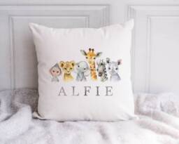Safari Cushion, Personalised, Animal Bedroom Decor, Jungle - thumbnail 1