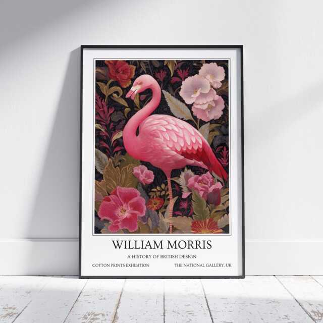 Flamingo William Morris Wall Art Vintage Poster, Floral Art Print - image 1