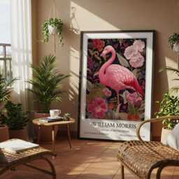 Flamingo William Morris Wall Art Vintage Poster, Floral Art Print - thumbnail 3