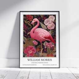 Flamingo William Morris Wall Art Vintage Poster, Floral Art Print - thumbnail 1