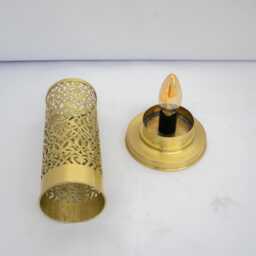 Brushed Brass Bedside Light, Pierced Cylinder Lamp, Table Lamp - thumbnail 4