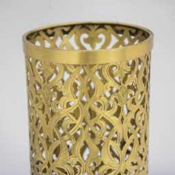 Brushed Brass Bedside Light, Pierced Cylinder Lamp, Table Lamp - thumbnail 3