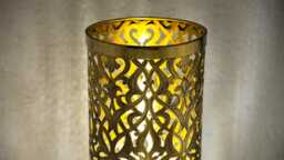 Brushed Brass Bedside Light, Pierced Cylinder Lamp, Table Lamp