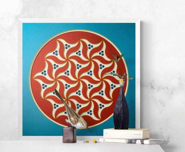 3D Traditional Pattern Decor, Layered Paper Wall Sculpture, Art, Hanging, Anatolian Tile Geometric Design, Creation - image 1