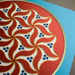3D Traditional Pattern Decor, Layered Paper Wall Sculpture, Art, Hanging, Anatolian Tile Geometric Design, Creation - thumbnail 3