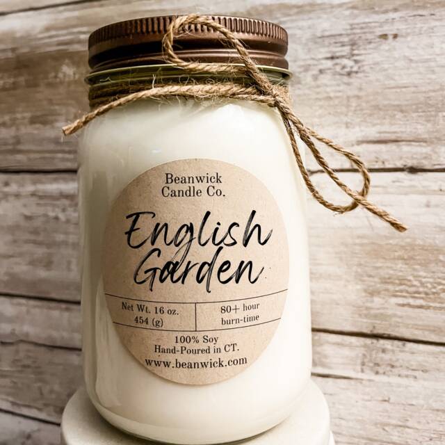 English Garden Soy Candle Floral Scented Mason Jar - 80+ Hour Burn - image 1