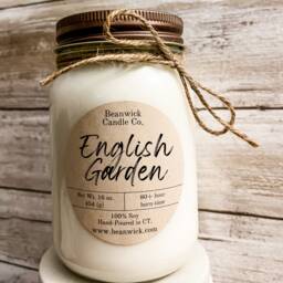 English Garden Soy Candle Floral Scented Mason Jar - 80+ Hour Burn - thumbnail 1