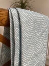 Sample Only - Curtains Made To Measure? Just Need Pole Length & Drop Quote Blue Chevron White Linen - thumbnail 1