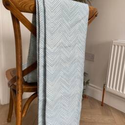 Sample Only - Curtains Made To Measure? Just Need Pole Length & Drop Quote Blue Chevron White Linen - thumbnail 2