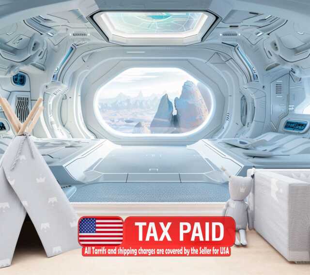 Spaceship Window View Wall Mural, Outer Space Kids Room Decor, Peel & Stick Wallpaper - image 1