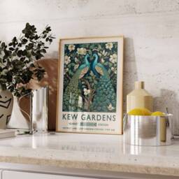 William Morris Peacock Print, Kew Gardens London Poster, Vintage Wall Art, Floral Poster - thumbnail 3